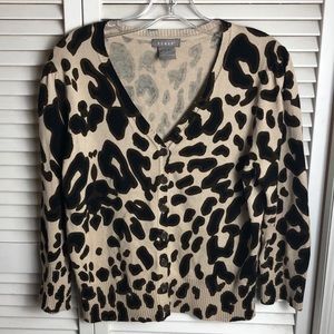 KENAR LEOPARD PRINT/CROP CARDIGAN